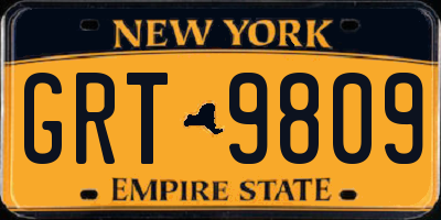 NY license plate GRT9809