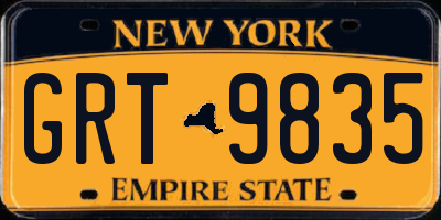 NY license plate GRT9835
