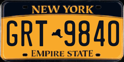 NY license plate GRT9840