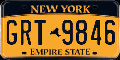 NY license plate GRT9846
