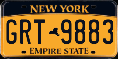 NY license plate GRT9883