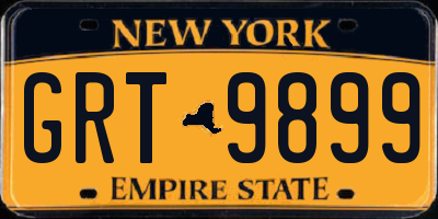 NY license plate GRT9899