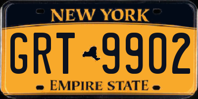NY license plate GRT9902