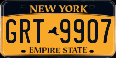 NY license plate GRT9907