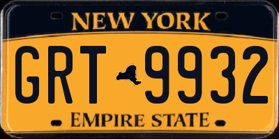 NY license plate GRT9932