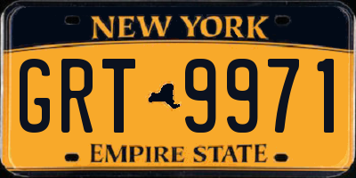 NY license plate GRT9971