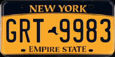 NY license plate GRT9983