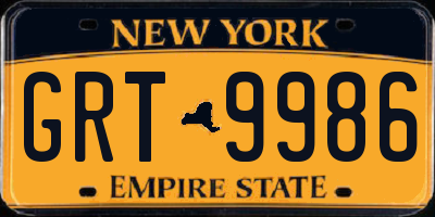 NY license plate GRT9986