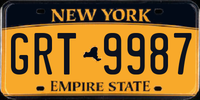 NY license plate GRT9987