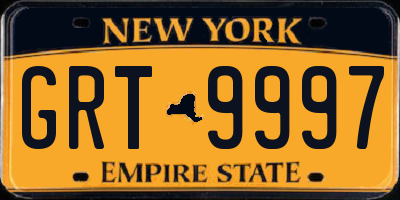 NY license plate GRT9997