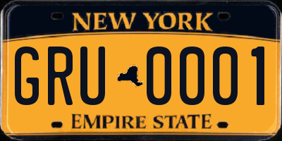 NY license plate GRU0001