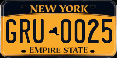 NY license plate GRU0025