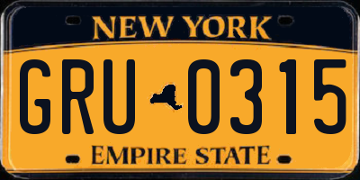 NY license plate GRU0315