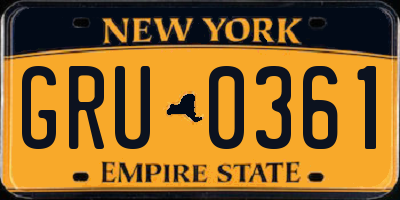 NY license plate GRU0361