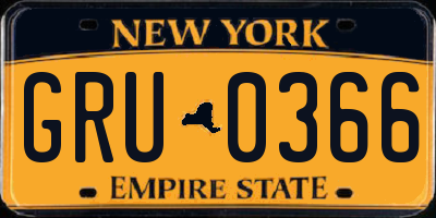 NY license plate GRU0366