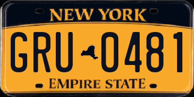 NY license plate GRU0481