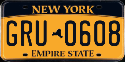 NY license plate GRU0608