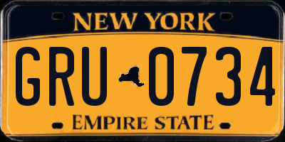 NY license plate GRU0734