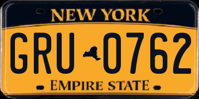 NY license plate GRU0762