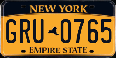 NY license plate GRU0765
