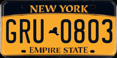 NY license plate GRU0803