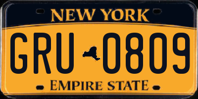 NY license plate GRU0809