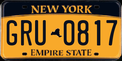 NY license plate GRU0817
