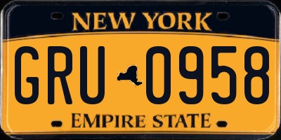 NY license plate GRU0958