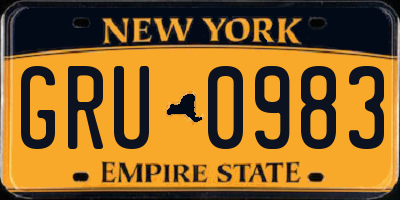 NY license plate GRU0983