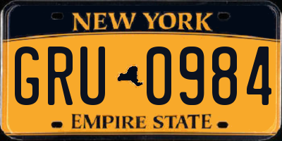 NY license plate GRU0984