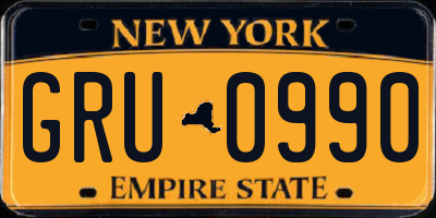 NY license plate GRU0990