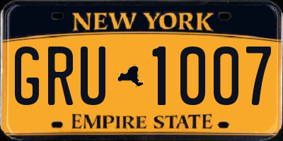 NY license plate GRU1007