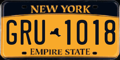 NY license plate GRU1018