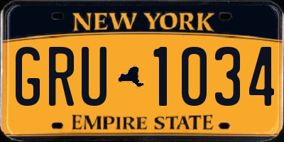 NY license plate GRU1034
