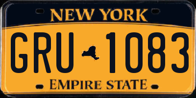 NY license plate GRU1083