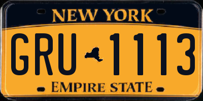 NY license plate GRU1113