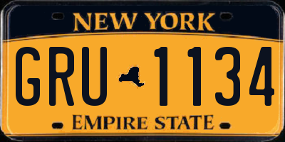 NY license plate GRU1134