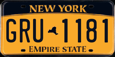 NY license plate GRU1181