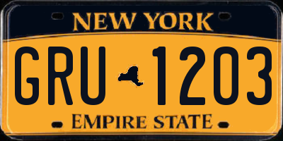 NY license plate GRU1203