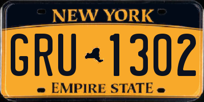 NY license plate GRU1302