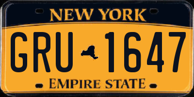 NY license plate GRU1647