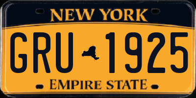 NY license plate GRU1925