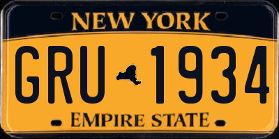 NY license plate GRU1934
