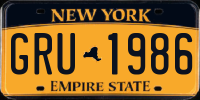 NY license plate GRU1986