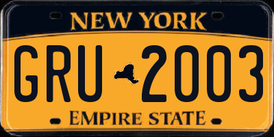 NY license plate GRU2003