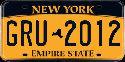 NY license plate GRU2012