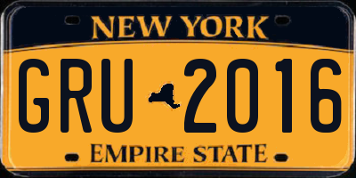 NY license plate GRU2016