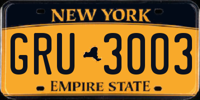 NY license plate GRU3003