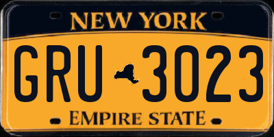 NY license plate GRU3023