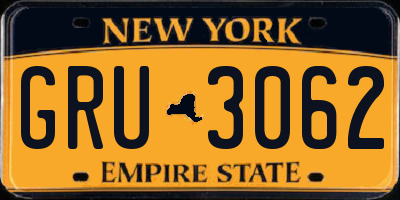 NY license plate GRU3062